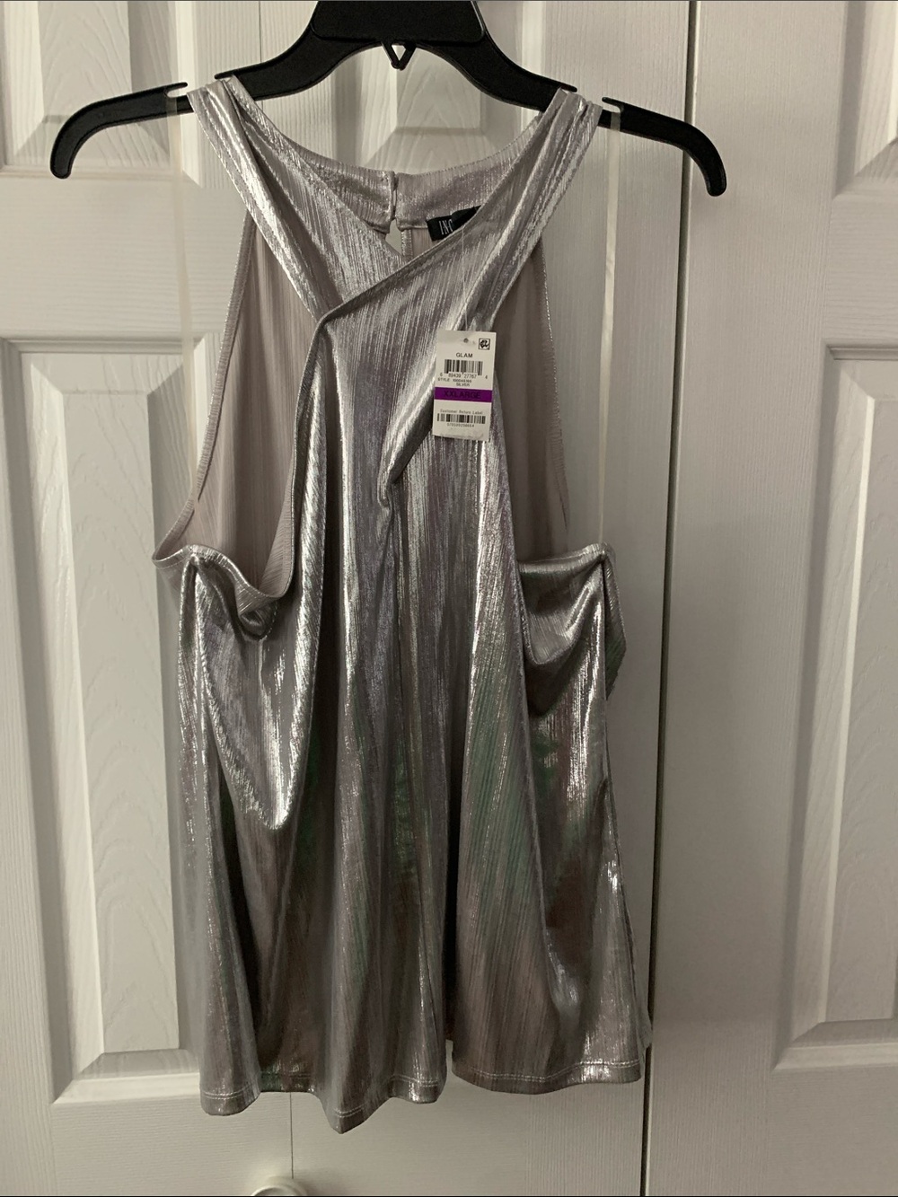 INC International Concepts Silver Metallic Tank Top